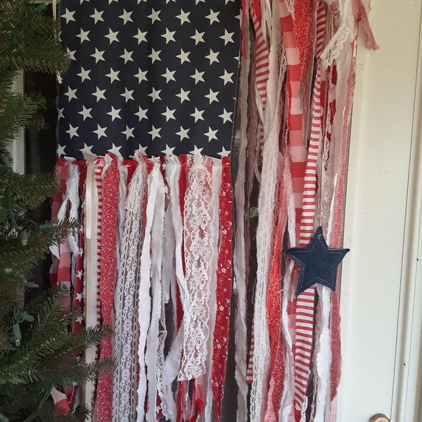 American Rag Ribbon Flag Americana Wall Hanging Porch Decor July 4th ...