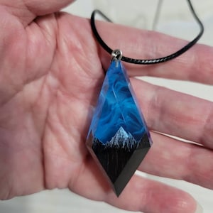 Wood Resin Pendant Mountain Panorama. Secret Magical World