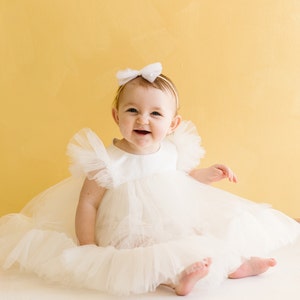 READY TO SHIP, Ivory First Birthday Dress, Tutu Tulle Baby Dress ...