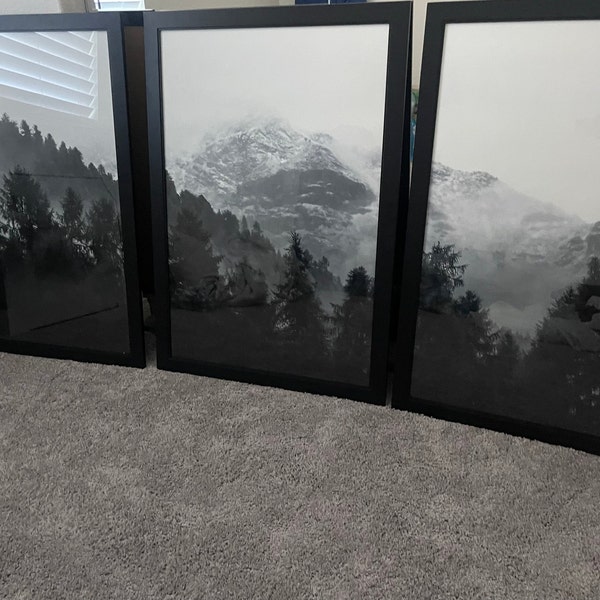 Black and White Art, Mountain Wall Art, 3 Piece Art Prints, Set of 3 ...