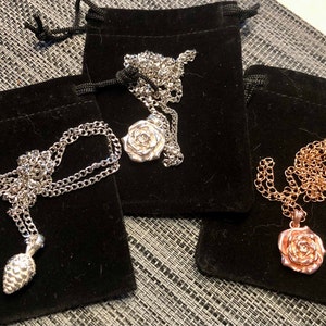 Gold Rose Pendant | Sterling Silver 925 Rose Necklace | Gold