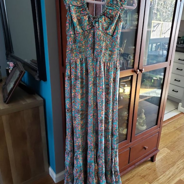 1970s Flutter Sleeve Wrap Dress | XS/S