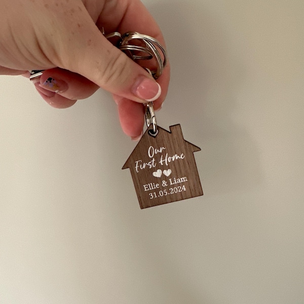 Personalised First Home Keyrings, New Home Keyrings, House Keyrings Set ...