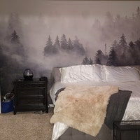 Misty Pine Tree Forest Landscape Peel and Stick Wallpaper Self Adhesive ...