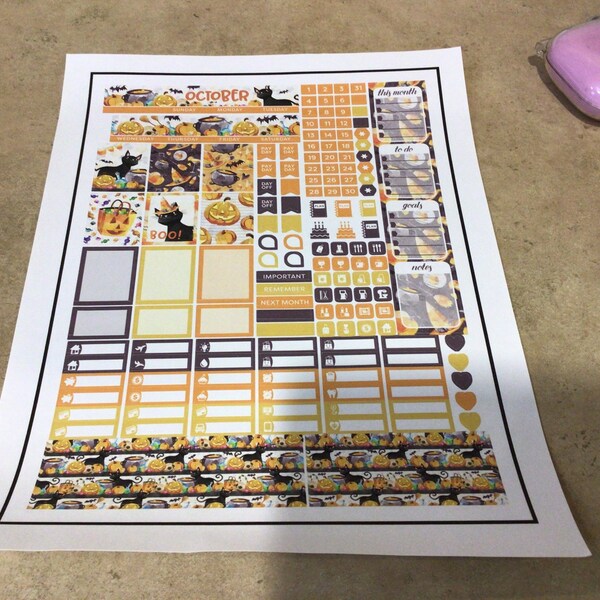 Printable OCTOBER Monthly Stickers Kit, Printable Halloween Planner ...