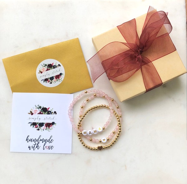 Gold Mama Mini Bracelet Set, Gold Mom Daughter Bracelet Set, Matching ...