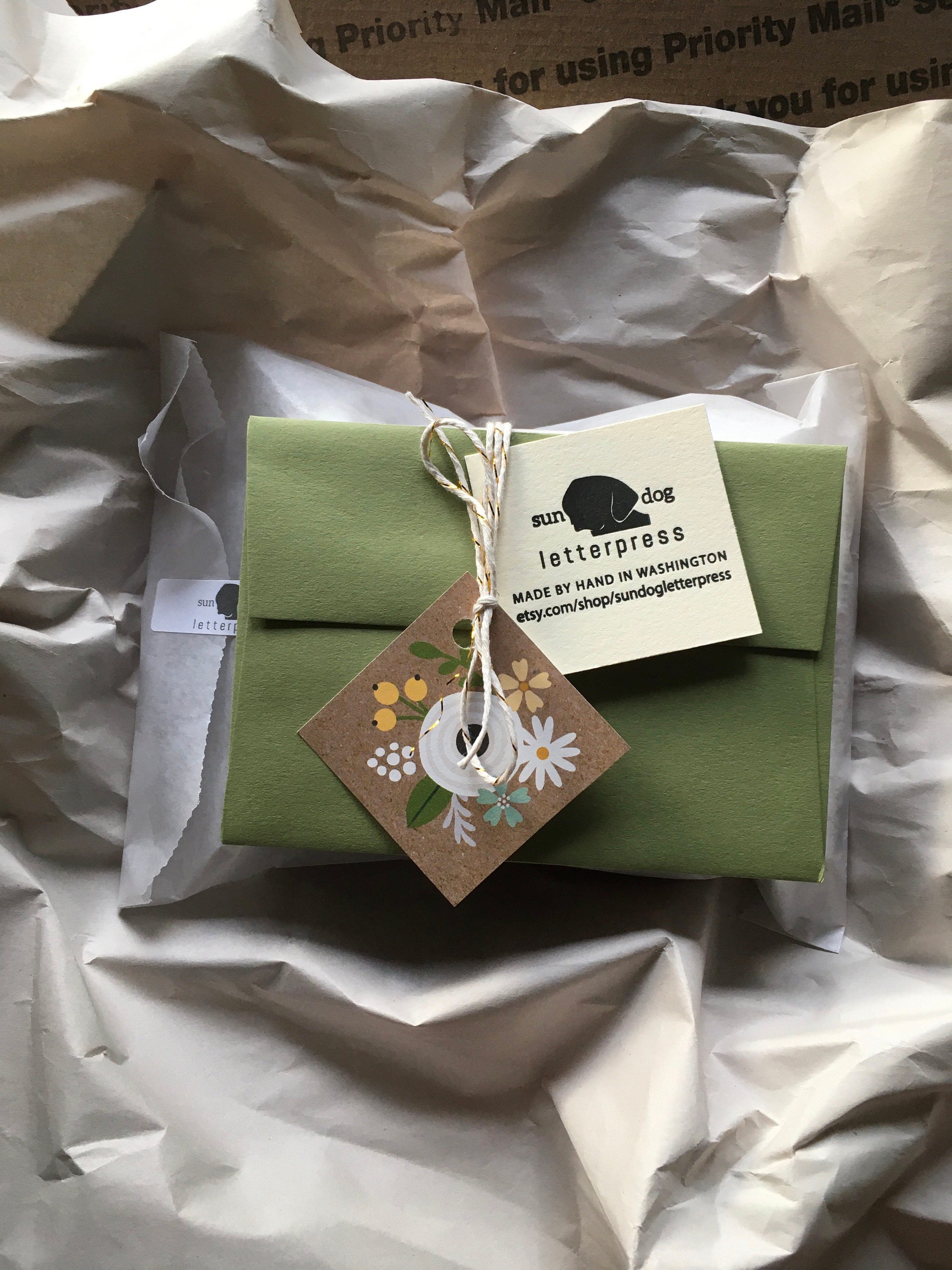 Coneflower Letterpress Note Cards Set of 4, Letterpress Printed on