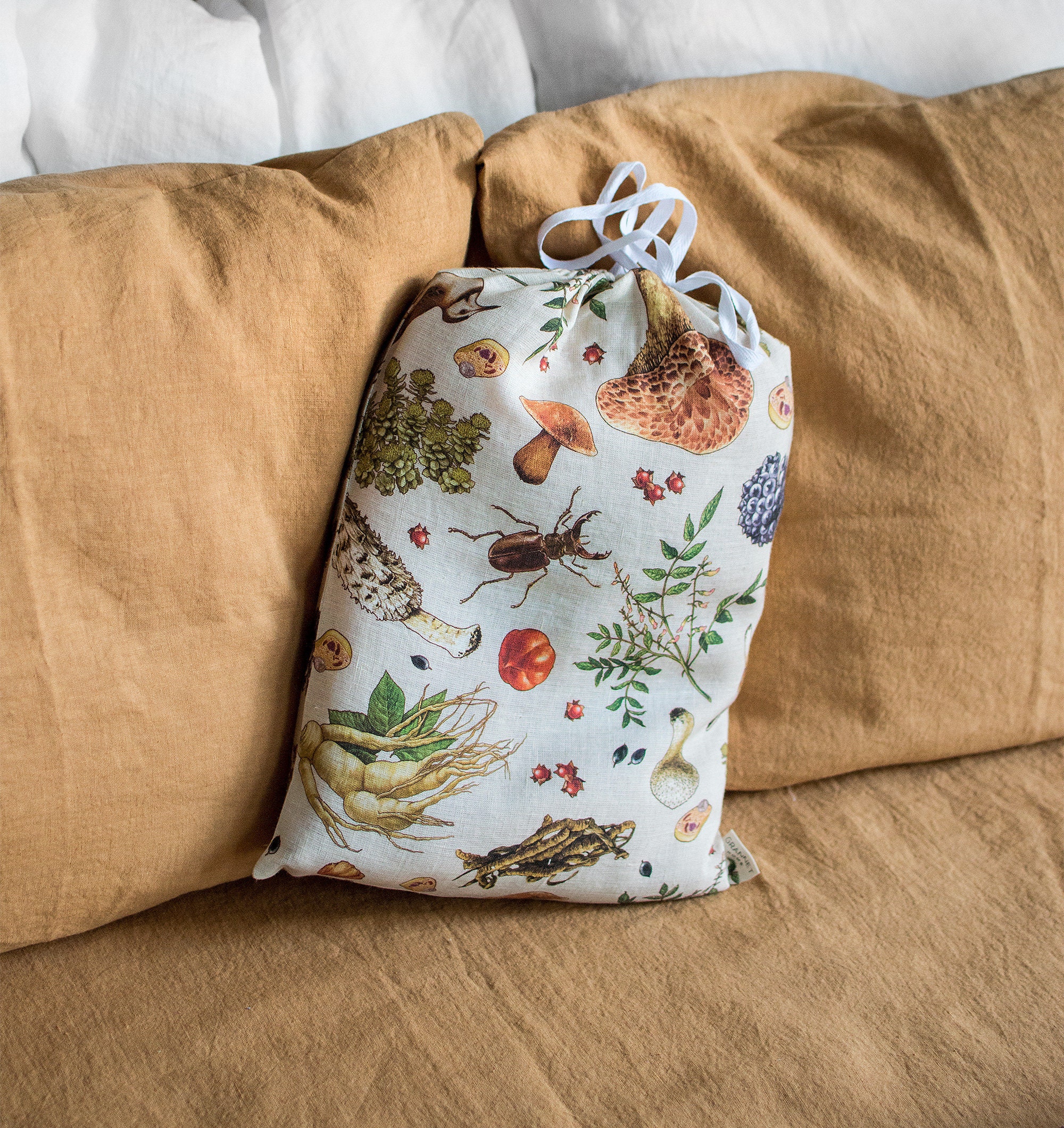 MUSHROOM LINEN DUVET Cover. Linen Duvet With Mushrooms in King, Queen