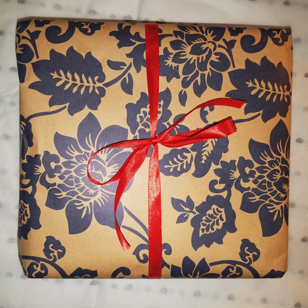 Teal Blue and Brown Maxi Dress Kaftan Angel Wing Sleeves Empire Waist