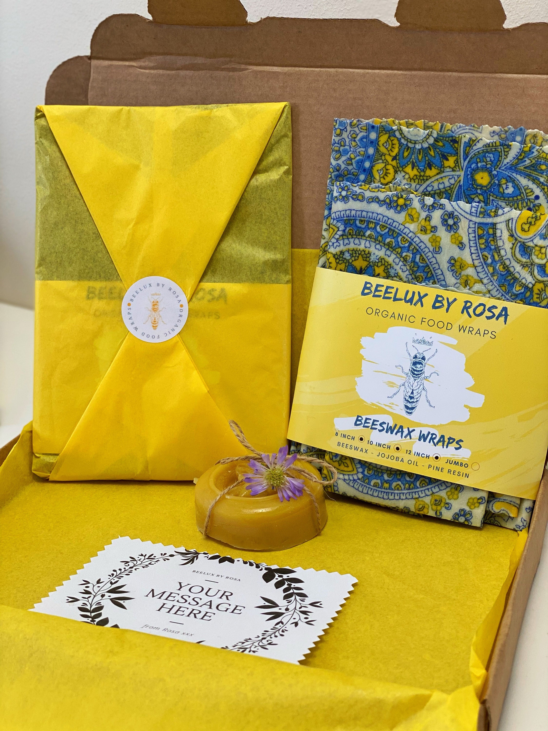 Vegan Wax Food Wraps, Zero Waste Kitchen Starter Kit Set of 3 SML