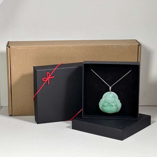 Real Green Jade Chinese Lucky Symbol Charm, Jellyfish Flower Necklace