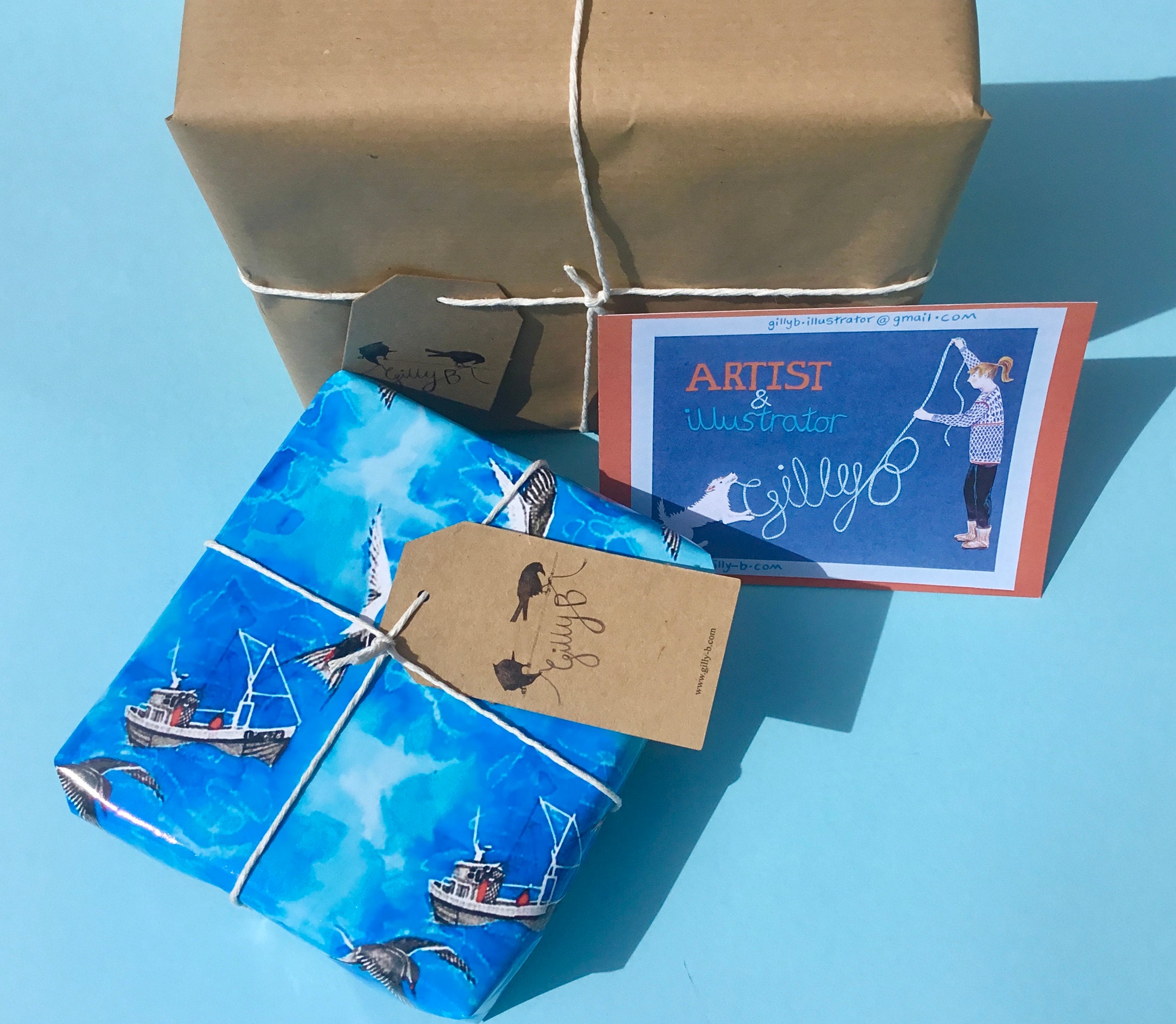 blank card featuring a wild swimmer with a colourful backdrop