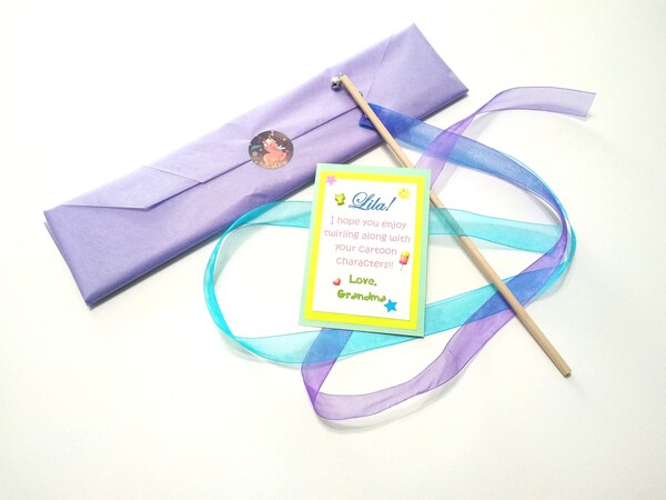 RIBBON WAND With Two 6' Ribbons on 16 Handle With Spinner Swivel and ...