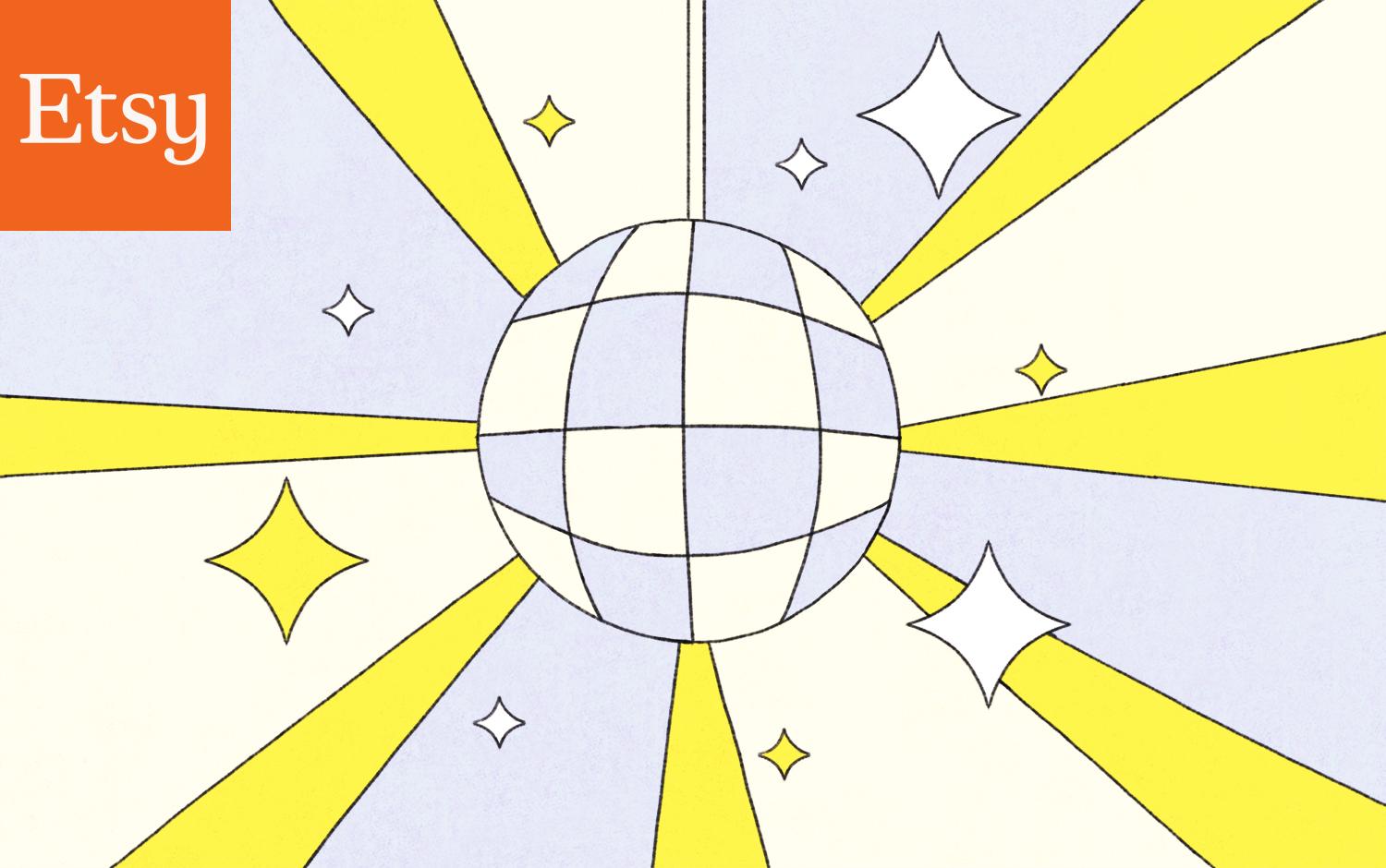 Disco ball radiating beams of light