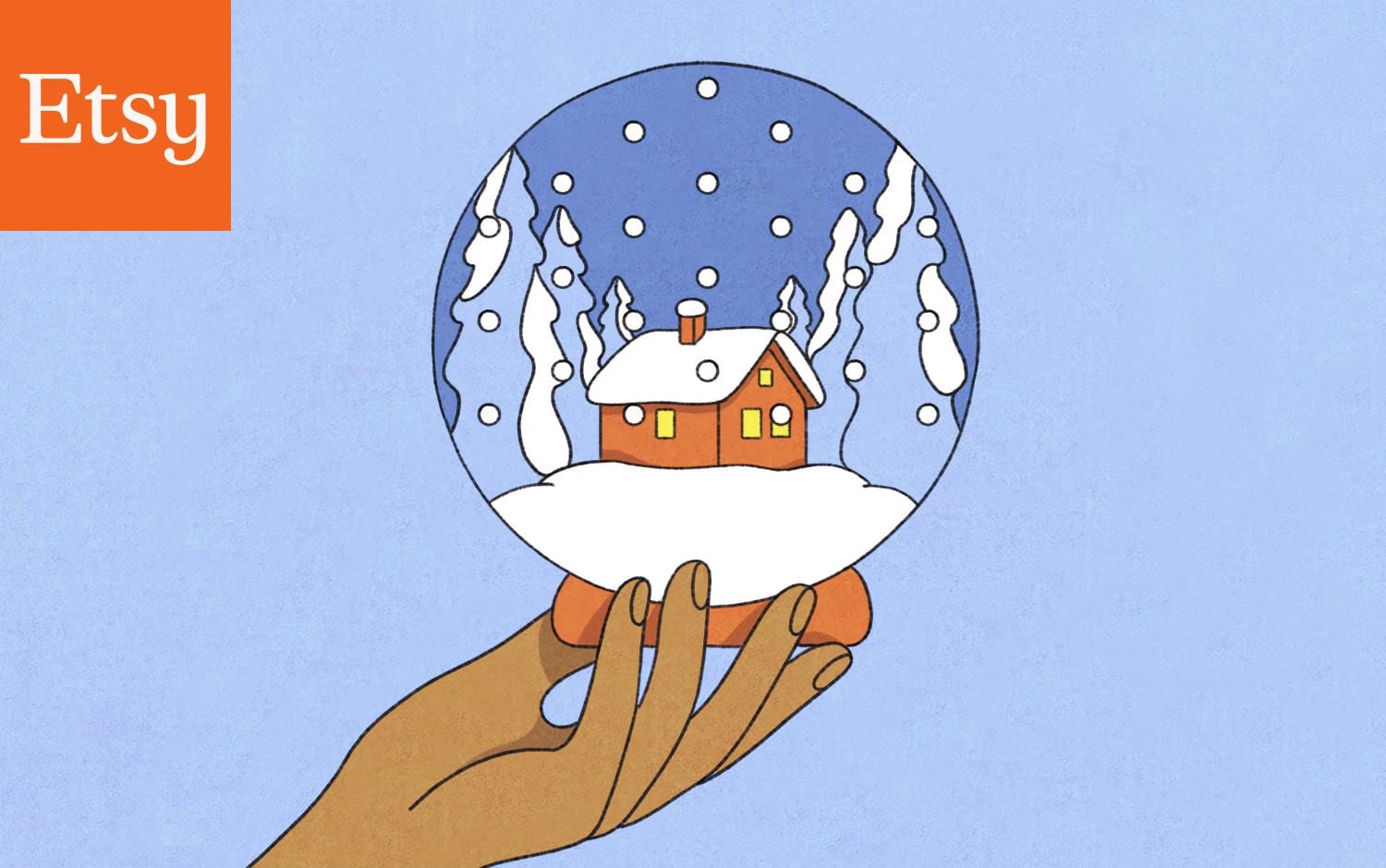 Winter cabin snow globe