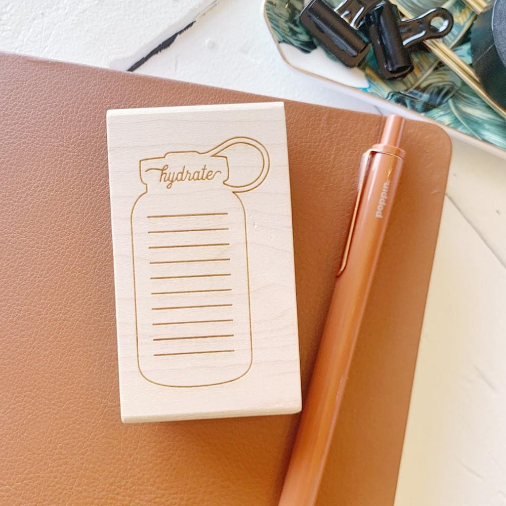 Hydrate stamp to track water consumption