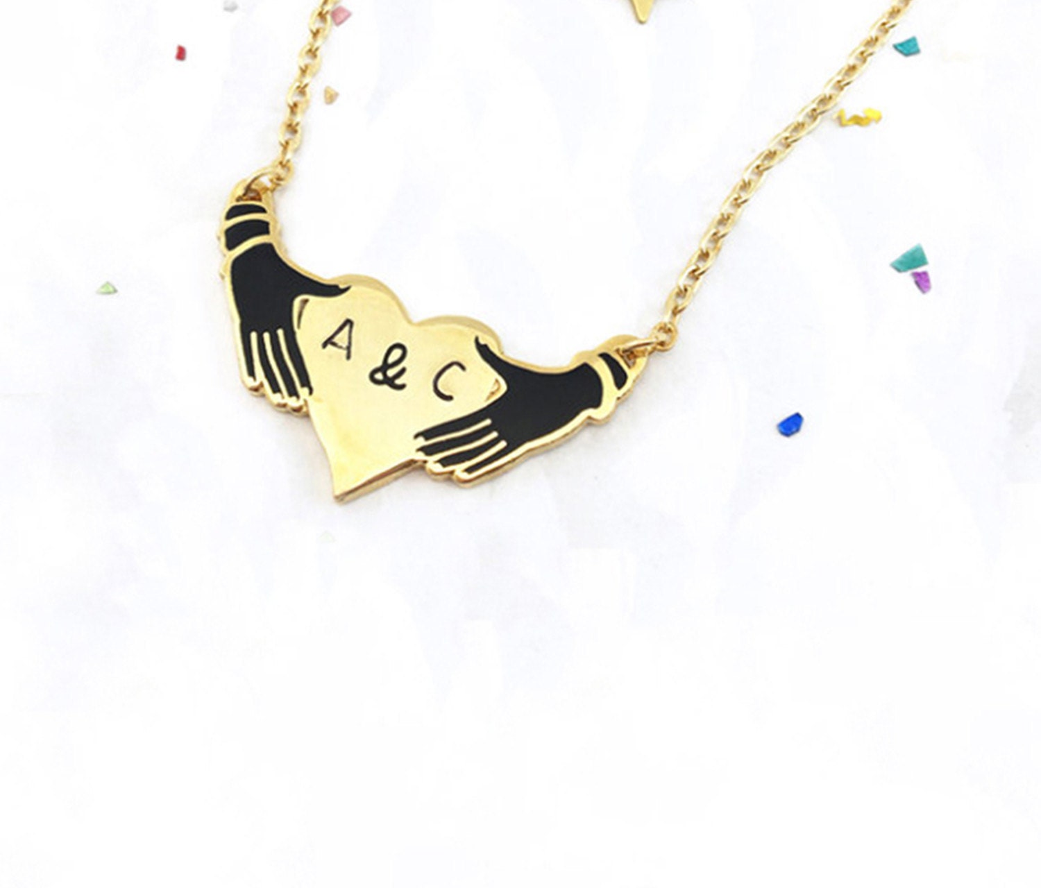 initial heart gold necklace
