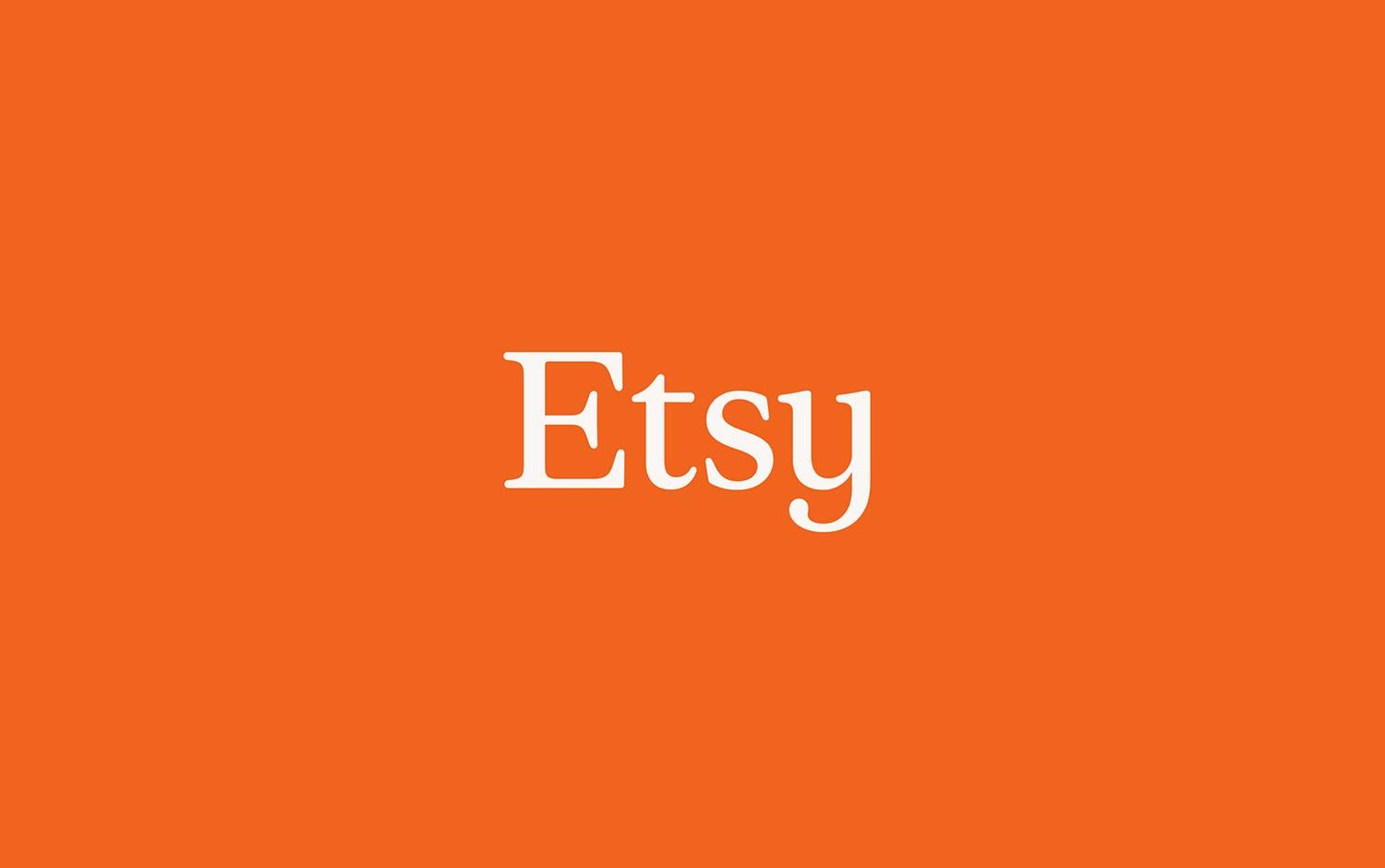 Etsy logo with white font on an orange background