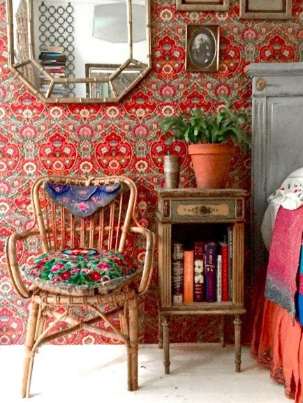 image containing listing Red Boho Wallpaper by JCampbellDsgn