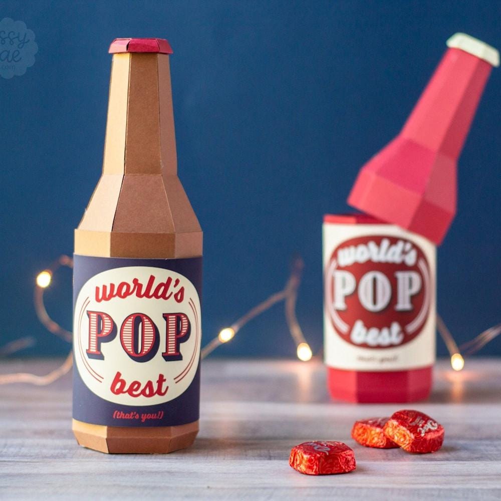 3D Paper Pop Bottle saying "World's Best Pop"