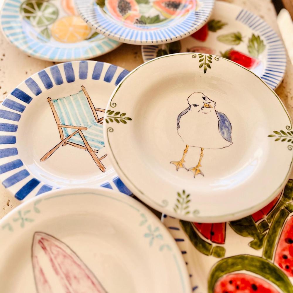 Hand painted seagull plate