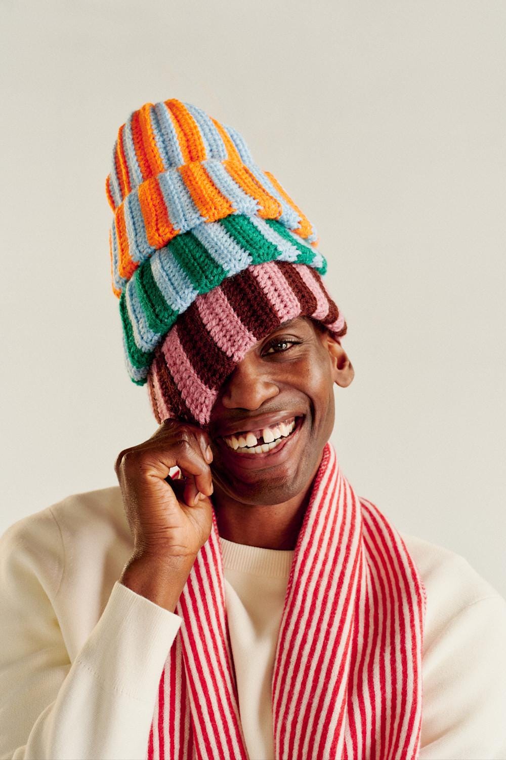 image containing listing Handmade Ribbed Crochet Beanie by Cottonpatternz