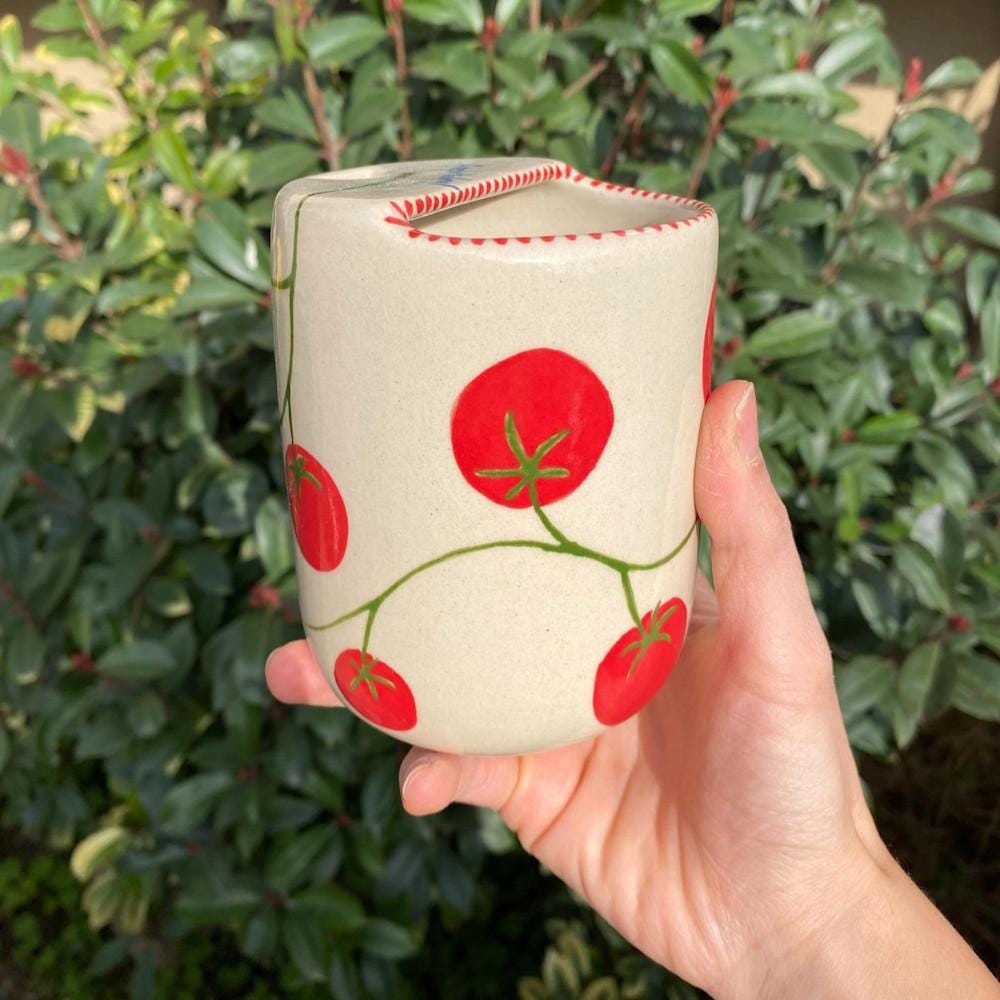 Ceramic tomato coffee to go mug