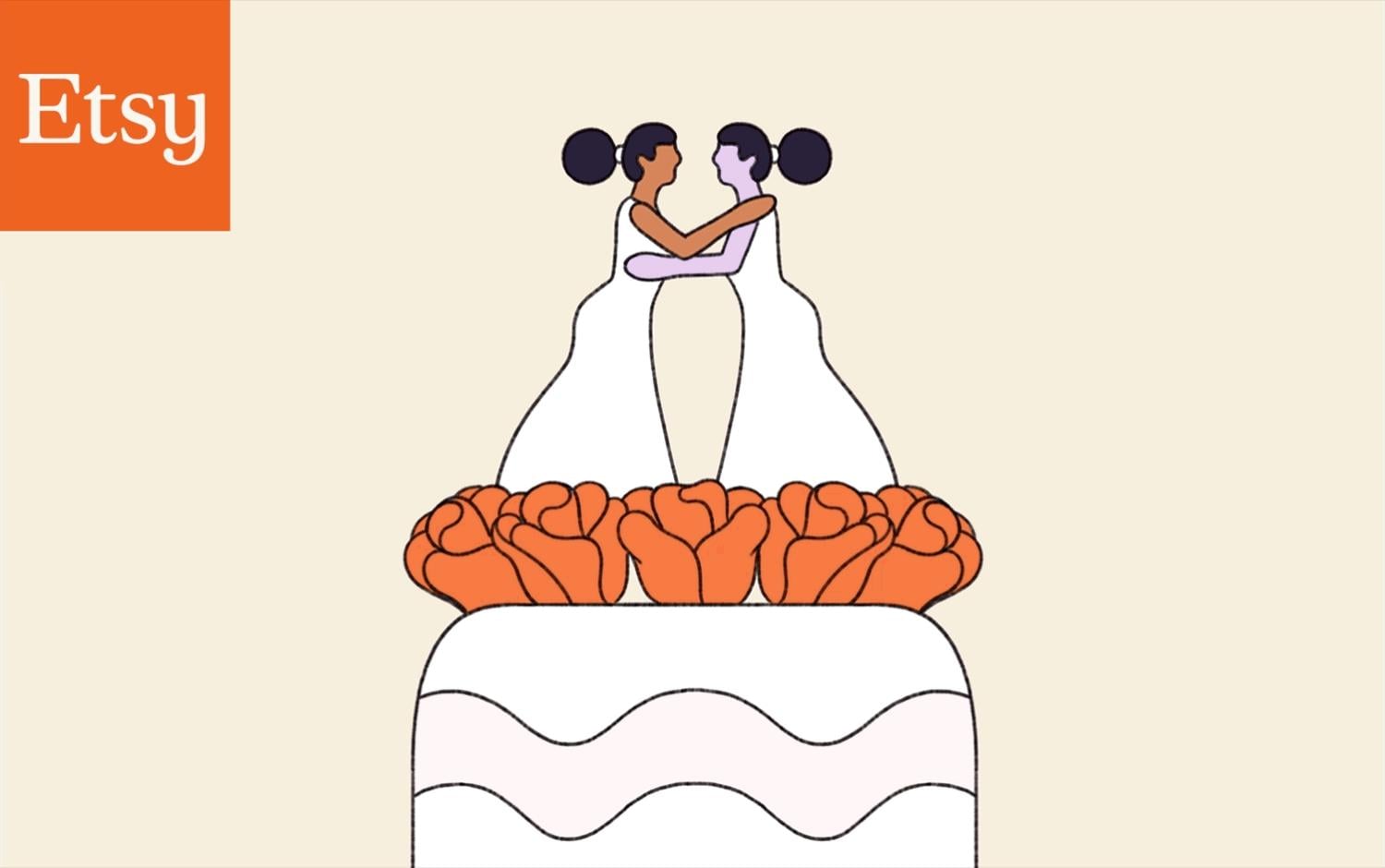 Two brides on a wedding cake - moving image