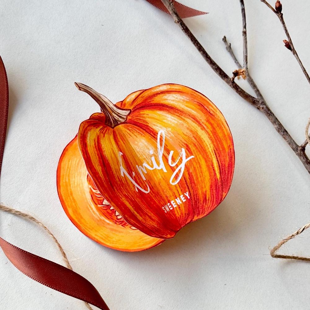 3D foldable pumpkin place card and menu