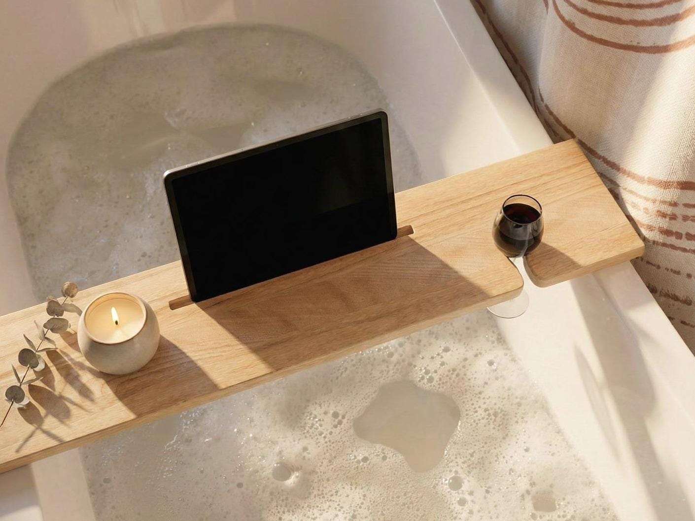 image containing listing Bathtub Tray Caddy by TheCupola  