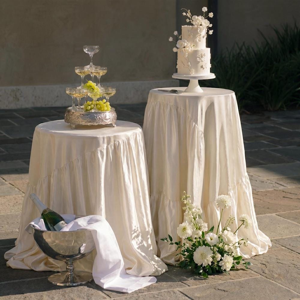 Cream ruffle tableclothes