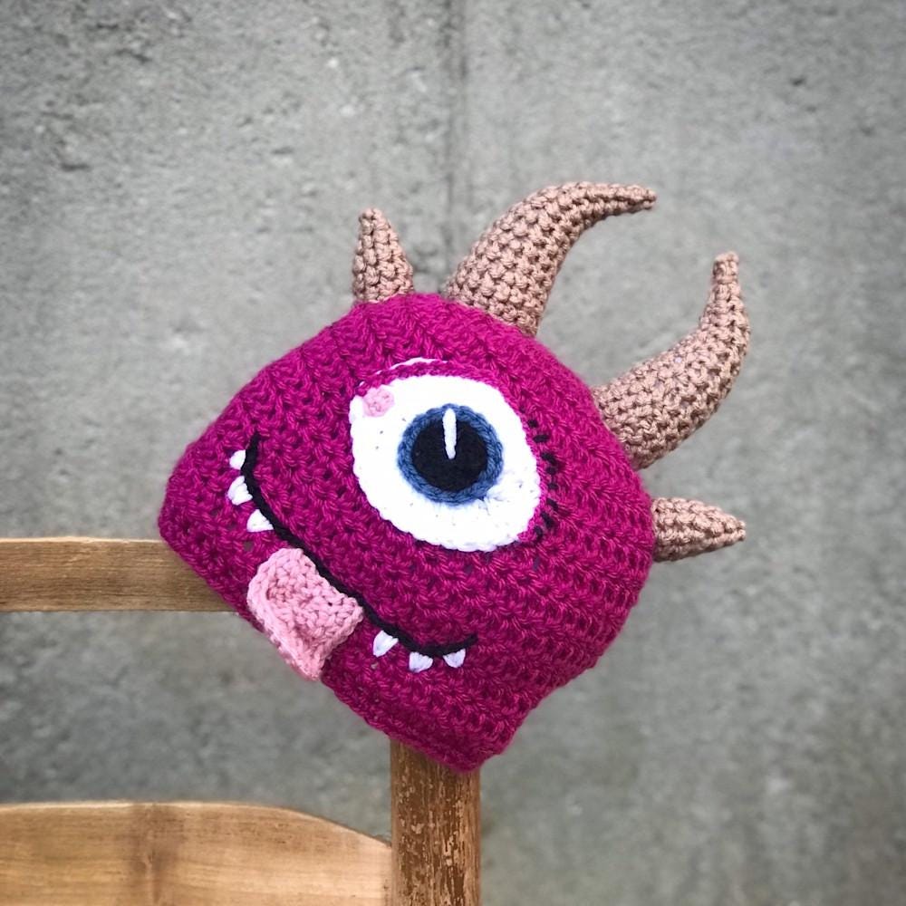 Crochet monster face beanie