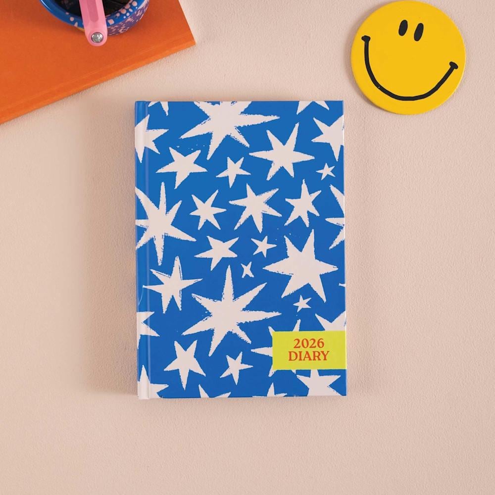 Blue 2026 Diary with white star print