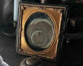 Antqiue sentimental hair lock - Mourning -Victorian
