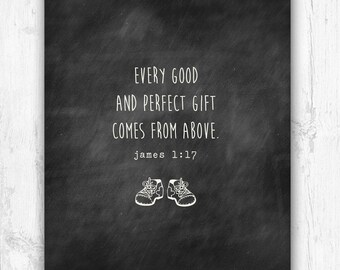 Every Good and Perfect Gift, Nursery Print, Wall Print, Chalkboard