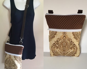 Sale***Damask, adjustable Crossbody/sling/hobo/shoulder bag