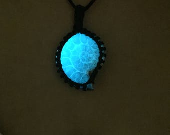Bohemian Ammonite necklace, Glow in the dark necklace, Ammonite jewelry, Ammonite Fossil Pendant, Nautilus Fossil necklace, Healing necklace