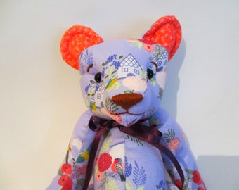 Heidi Lavender and Peach Handmade Teddy Bear soft toy