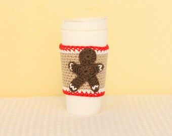 Gingerbread Man Cup Cozy, Crochet Coffee Cozy, Christmas Coffee, Winter Coffee