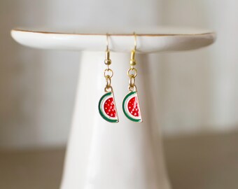 Watermelon Earrings, Watermelon Jewelry, Watermelon, Summer Style, Summer Jewelry, Summer earrings, Fruit Jewelry, Fruit Earrings