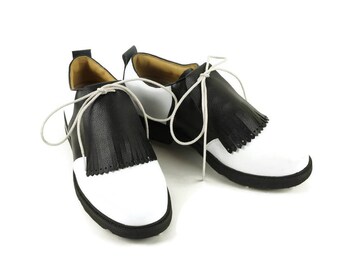 Black Leather Kilties for Mens Golf Shoes, Swing Dance Shoes, Lindy Hop Shoes, Golf Gift for Dad, Golf Stuff, Golf Gifts for Men, Pro Shop