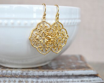 Gold Filigree Boho Earrings