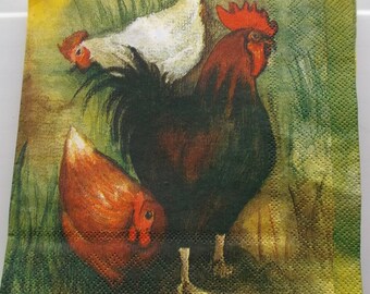10 napkins ROOSTER and hens REF. 3818