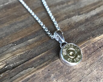 Authentic Ammo Necklace. Bullet Pendant. Sterling Silver Necklace. Ammo Jewelry. Shotgun Shell Necklace. Hunting Necklace. Gun Jewelry