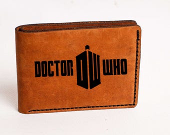 Doctor Who Wallet Mens Leather Wallet Dr Who Custom Leather Wallet Doctor Who Personalized Engrave Wallet Custom Gift Hand Stitched Dr Who