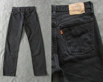Size 33 | 90s Vintage Levis 615 Orange Tab High Waist Black Jeans