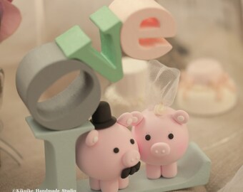 pig and piggy Wedding Cake Topper