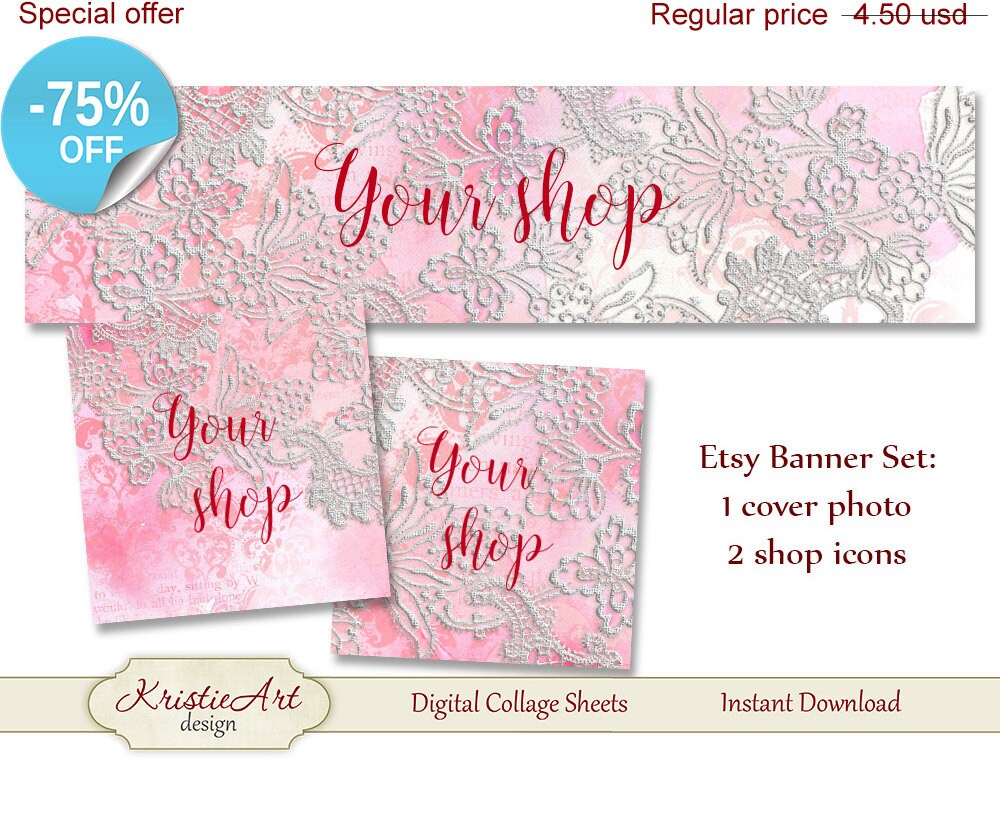 75 OFF SALE ETSY Shop Banner Cover photo Shop Icons Set