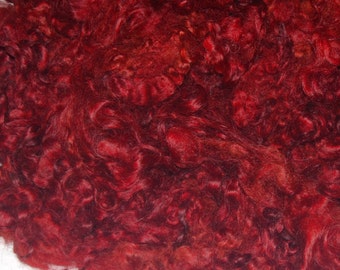 Wool Doll Hair, Cotswold Sheep Curls, Locks for Spinning, Felting, Blythe Doll Reroots, Hand Dyed Shades of Russet, Irish Red 1 oz.