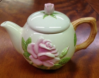 Vintage Pink Floral Teleflora Teapot, Vintage Collectible Teapot